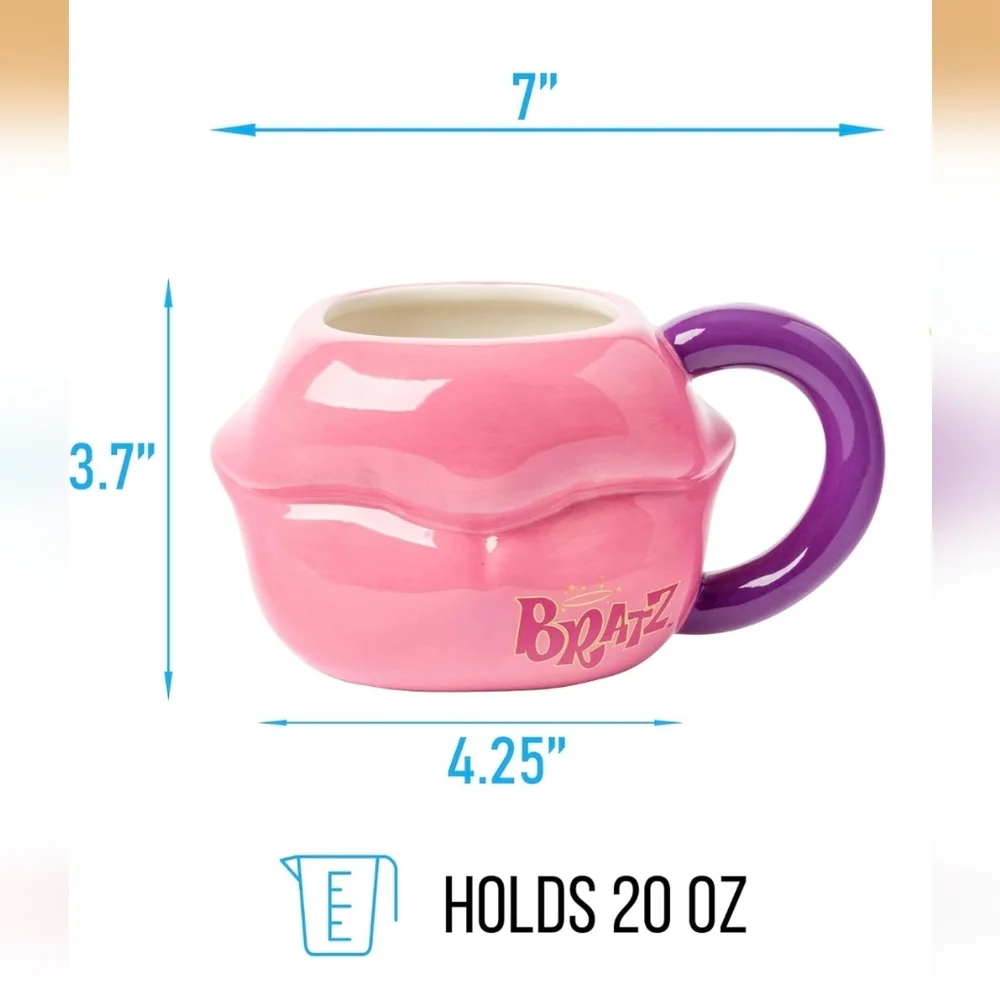 Silver Buffalo Bratz Lips Ceramic 3D Sculpted Mug, 20 Ounces
